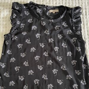 Ann Taylor LOFT Women Floral Gray Sleeveless Blouse